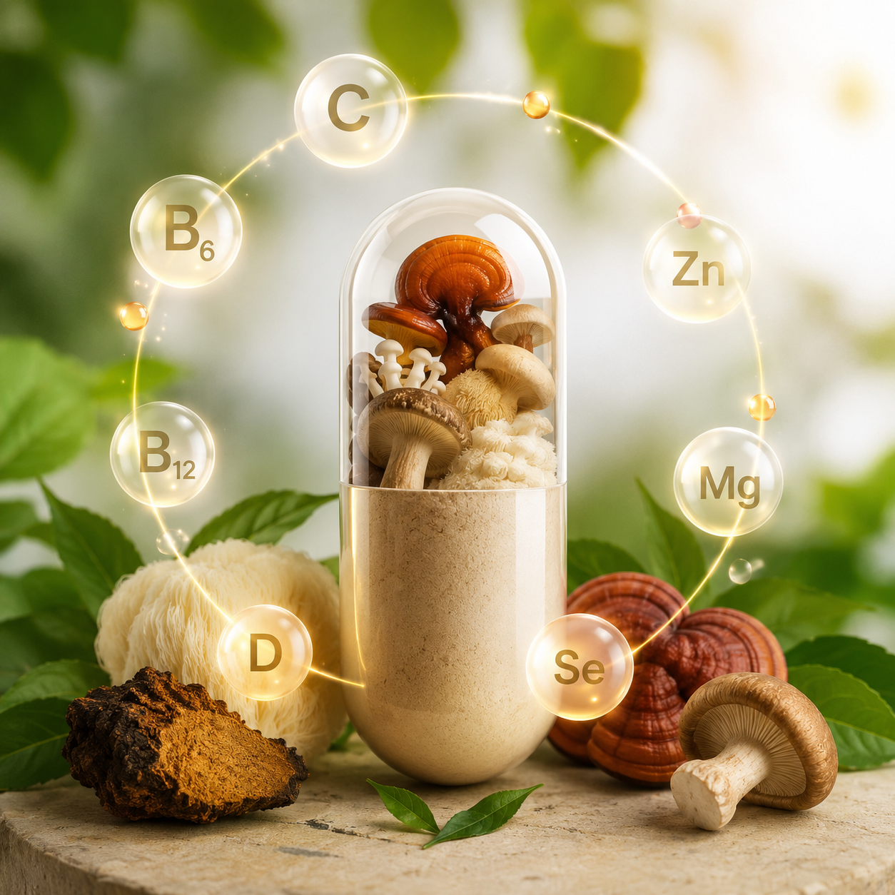 Vitamínovo-houbové komplexy — inovativní směr moderní funkční výživy
