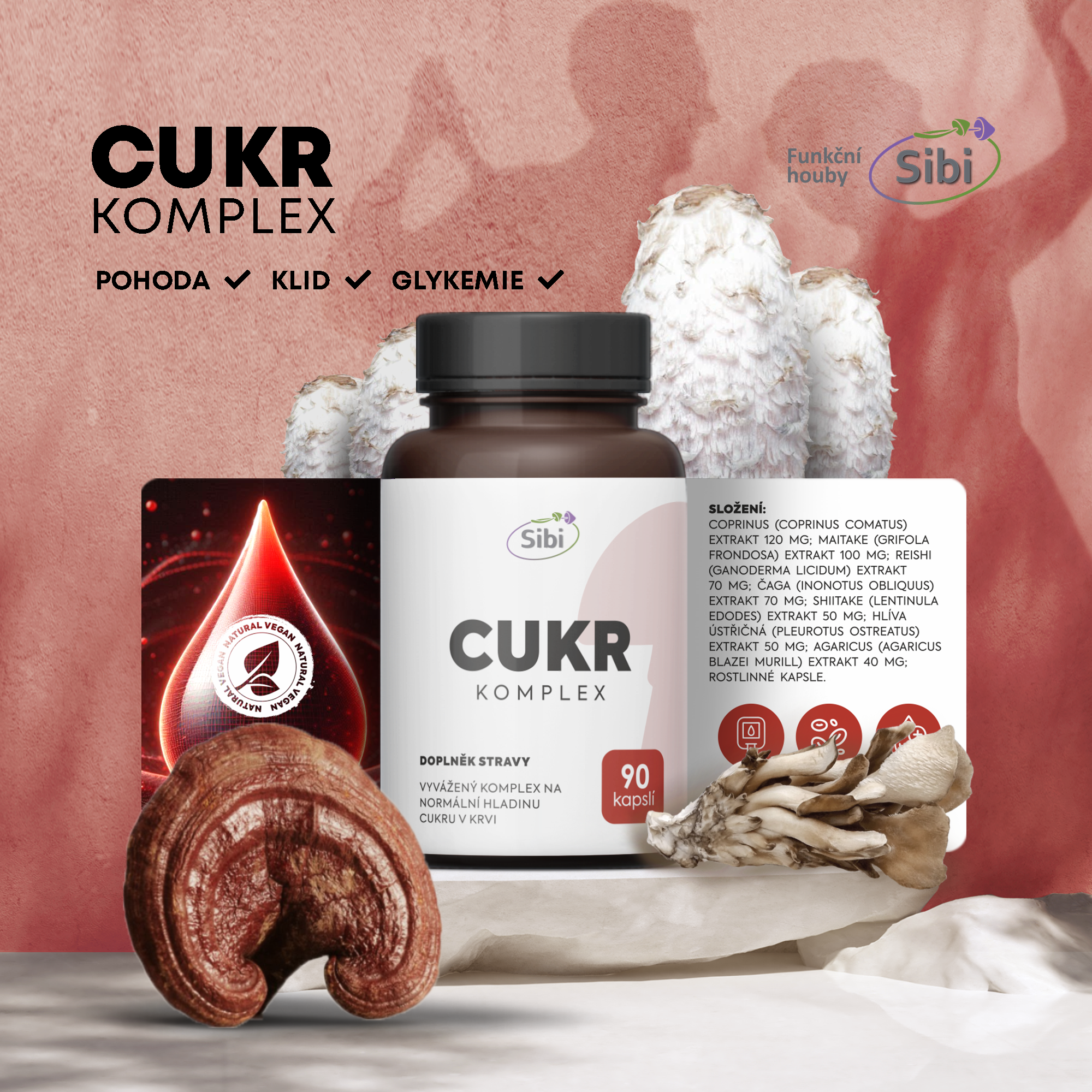 CUKR KOMPLEX HOUBOVÉ EXTRAKTY 90 KAPSLÍ 500 mg