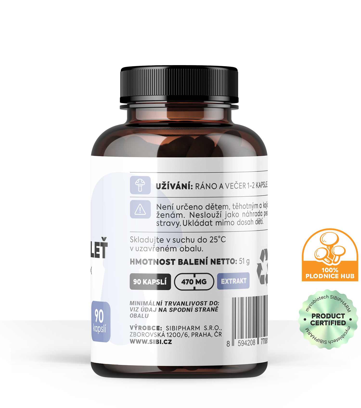 KŮŽE & PLEŤ KOMPLEX HOUBOVÉ EXTRAKTY 90 KAPSLÍ 470 mg