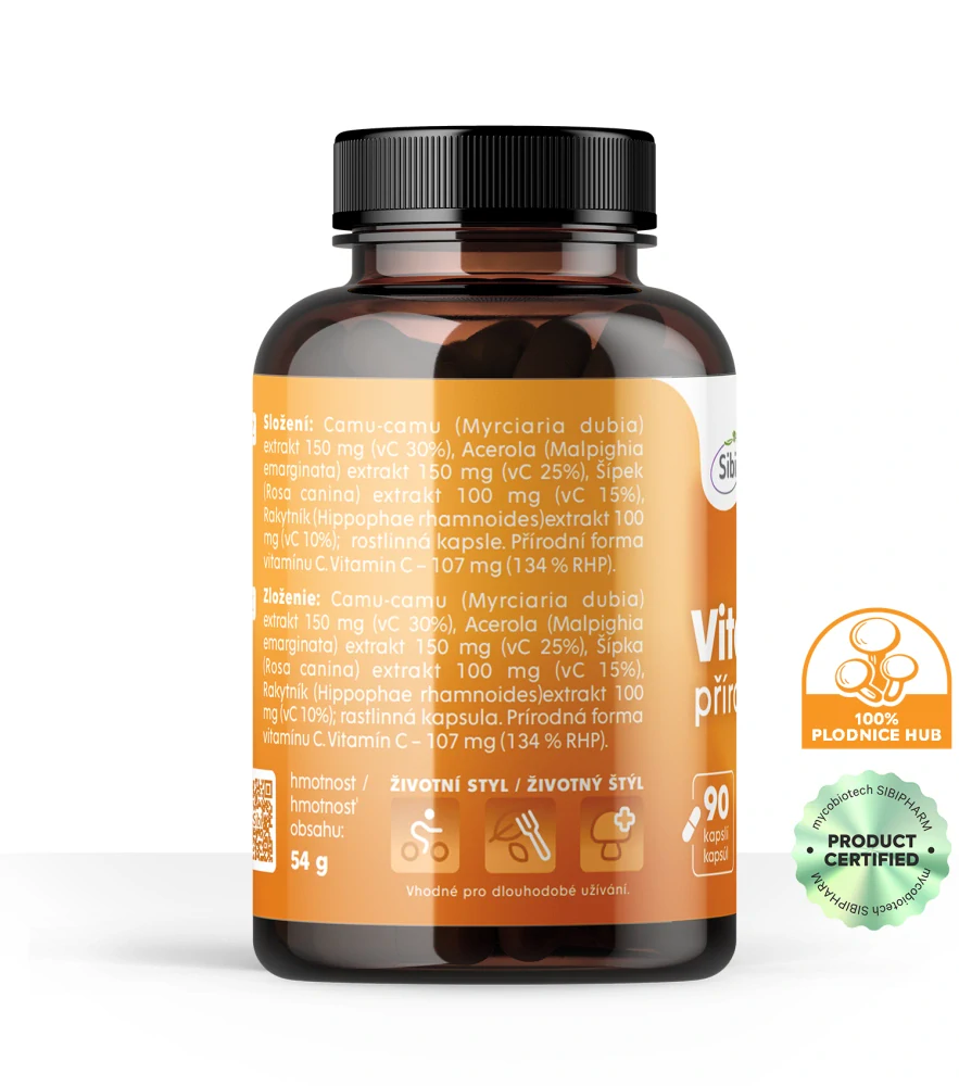 VITAMÍN C přírodní extrakty 90 kps 500 mg