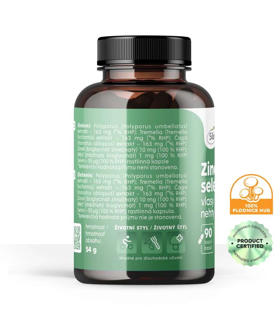 Zinek + Selen + Měd' Beauty Vitamínovo-houbový komplex 90 kps 500 mg